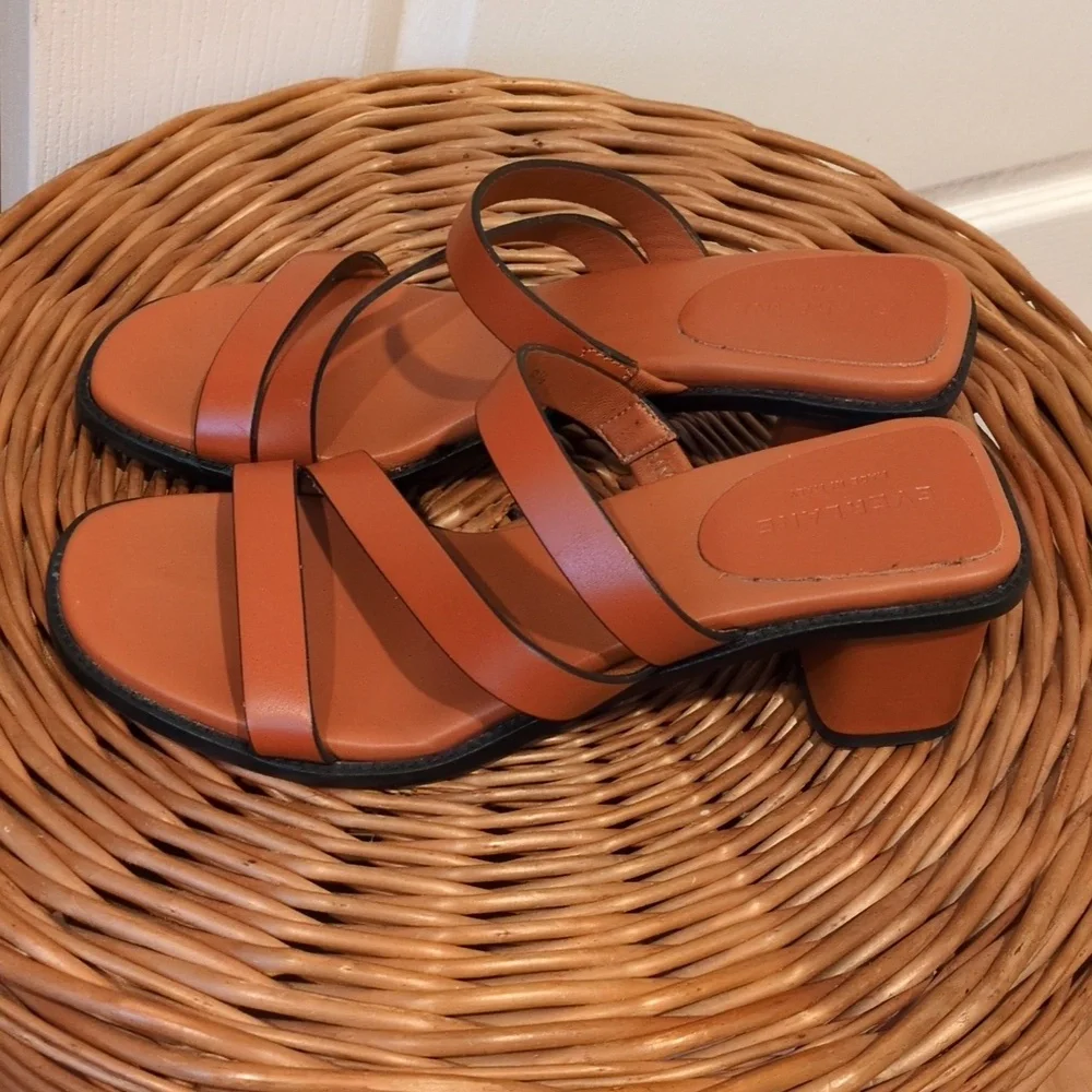 Everlane Orange Leather Heeled Strappy Sandal Womens 8 - Picture 3 of 7